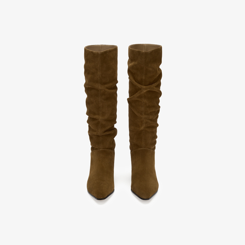 73hours女鞋纳什维尔2025冬季新品长筒尖头纯色西部靴