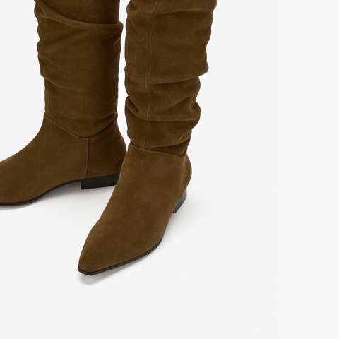 73hours女鞋纳什维尔2025冬季新品长筒尖头纯色西部靴