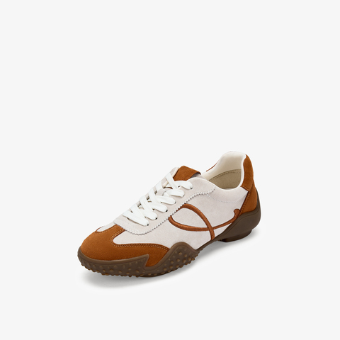 73hours女鞋俏皮节奏2025秋季新品系带拼色圆头德训鞋