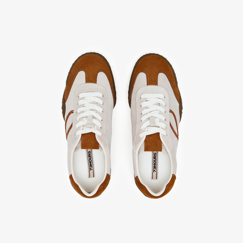 73hours女鞋俏皮节奏2025秋季新品系带拼色圆头德训鞋