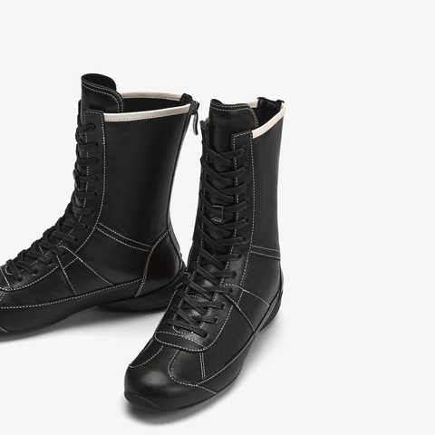 73hours女鞋Solo trip2025冬季新品系带平底纯色马丁靴