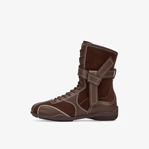 73hours女鞋机车赛道2025冬季新品圆头纯色系带马丁靴