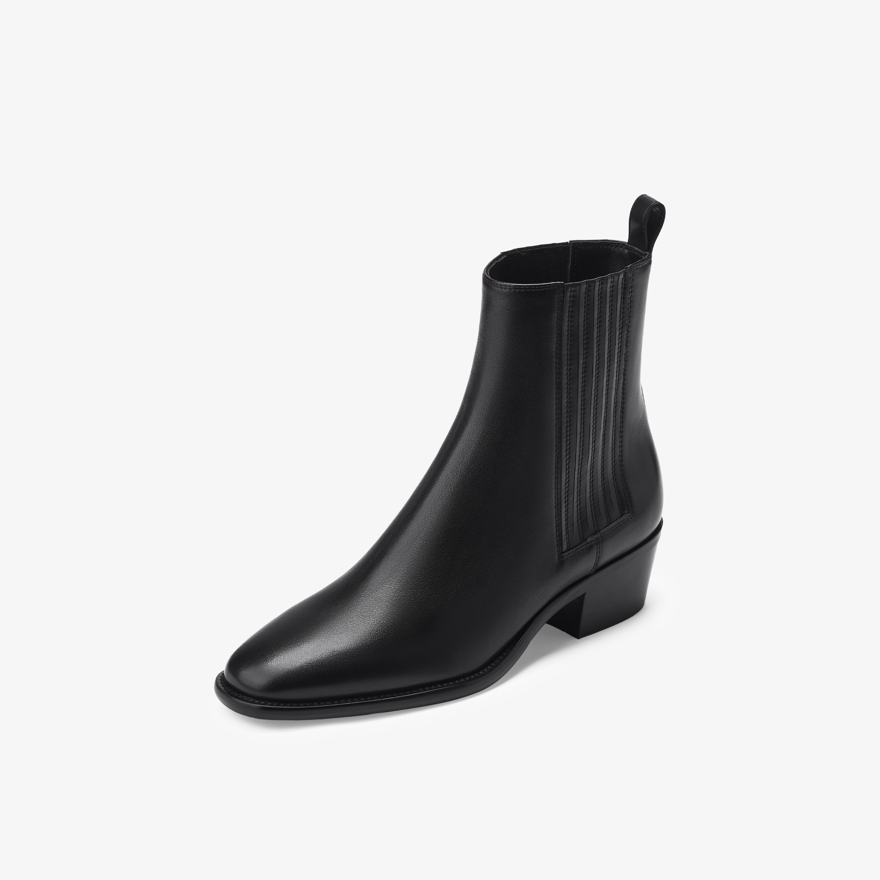 73hours女鞋复古手册2025冬季新品尖头方跟纯色时装靴