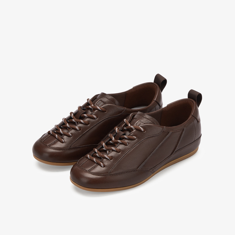 73hours女鞋甜甜圈2025秋季新品系带平底圆头拼接德训鞋