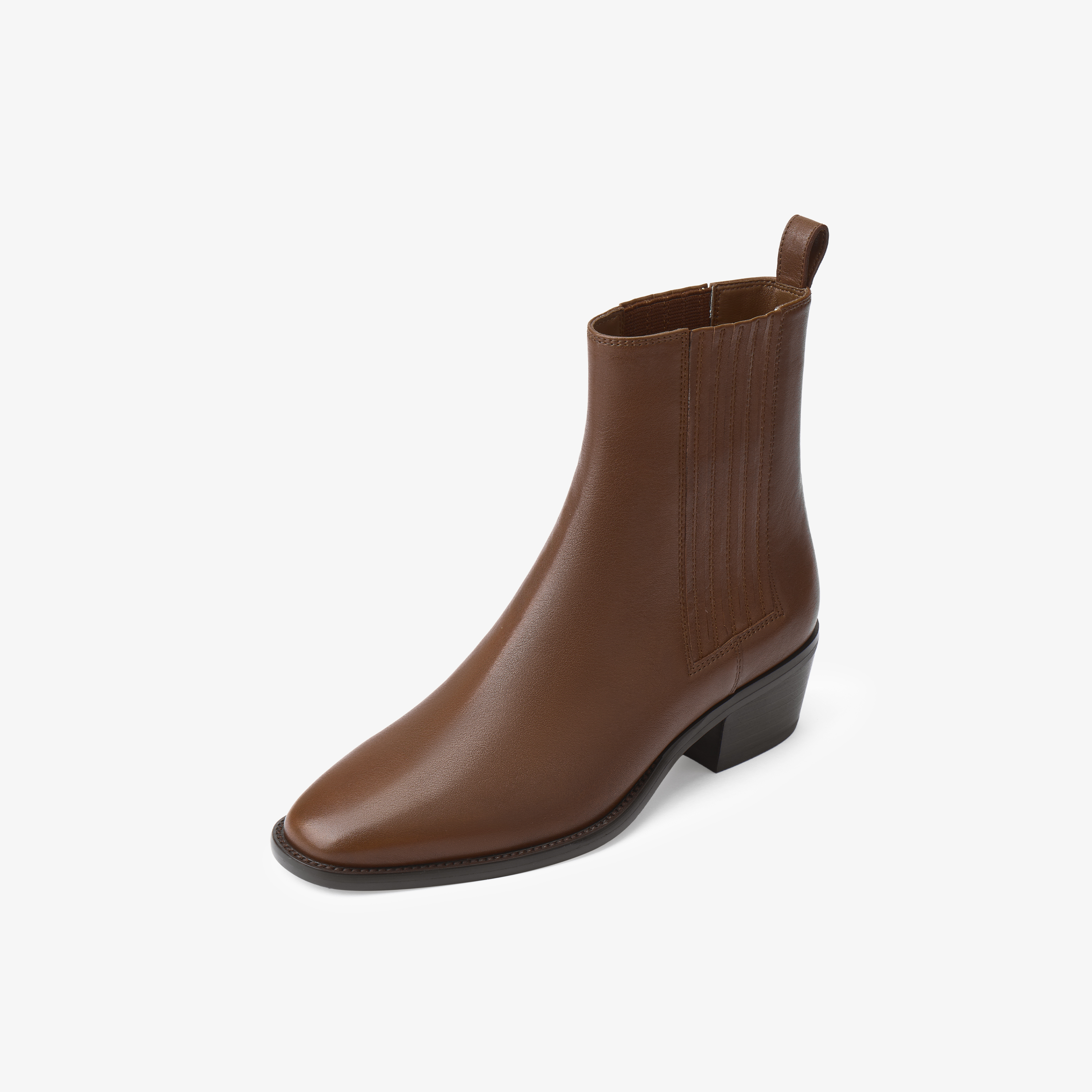 73hours女鞋复古手册2025冬季新品尖头方跟纯色时装靴