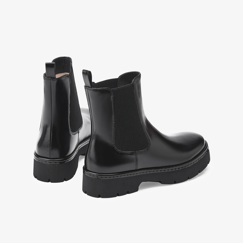 73hours女鞋飞行日记2025冬季新品方跟圆头纯色切尔西靴