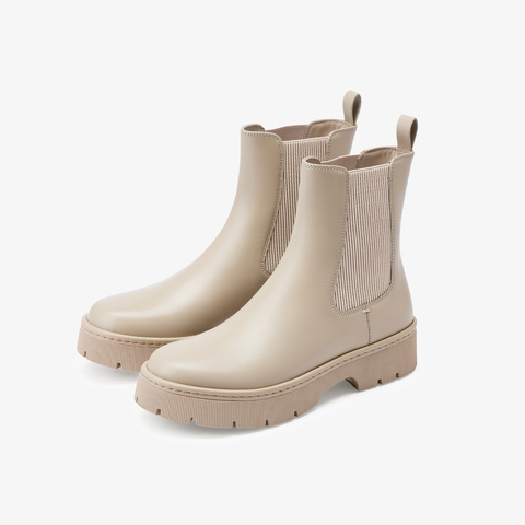 73hours女鞋飞行日记2025冬季新品方跟圆头纯色切尔西靴