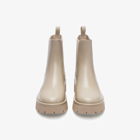 73hours女鞋飞行日记2025冬季新品方跟圆头纯色切尔西靴