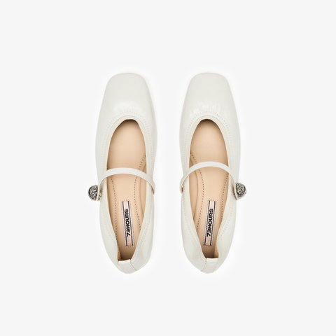 73hours女鞋可露丽2025秋季新品方跟纯色方头玛丽珍鞋