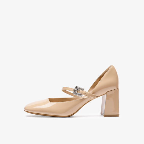 73hours女鞋爱情小说2026春季新款圆头高跟纯色玛丽珍鞋