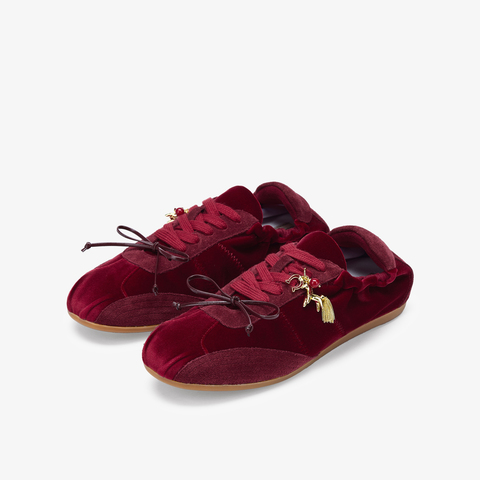 73hours女鞋假期富人马年2026春纯色系带圆头德训鞋