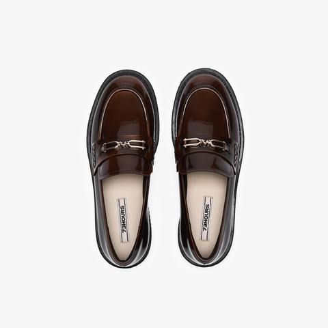 73hours女鞋散步地图026春季新品方跟圆头纯色乐福鞋