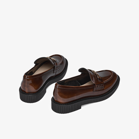 73hours女鞋散步地图026春季新品方跟圆头纯色乐福鞋