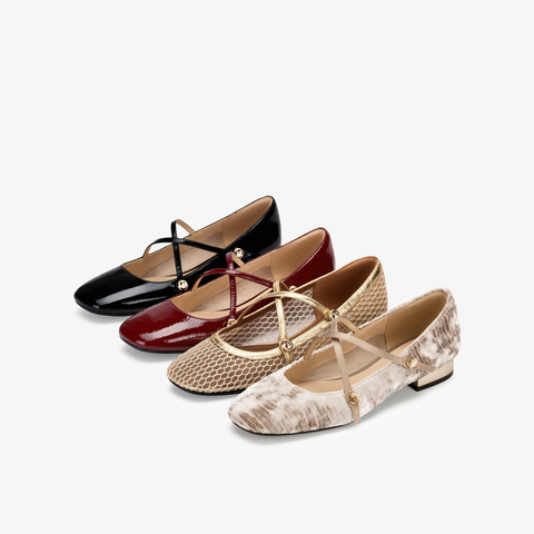 73hours女鞋一抹明亮2026春季新款平底圆头纯色玛丽珍鞋