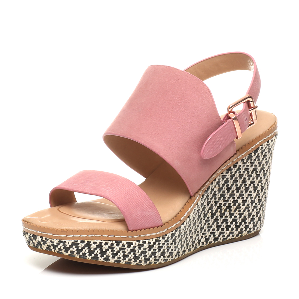 hush puppies/暇步士夏季专柜同款粉色牛皮淑女时尚坡跟女凉鞋05317