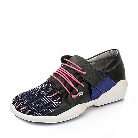 Hush Puppies/暇步士秋季专柜同款桃红/黑/墨绿织物/牛皮女休闲鞋HKP30CM6