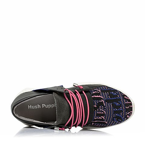 Hush Puppies/暇步士秋季专柜同款桃红/黑/墨绿织物/牛皮女休闲鞋HKP30CM6
