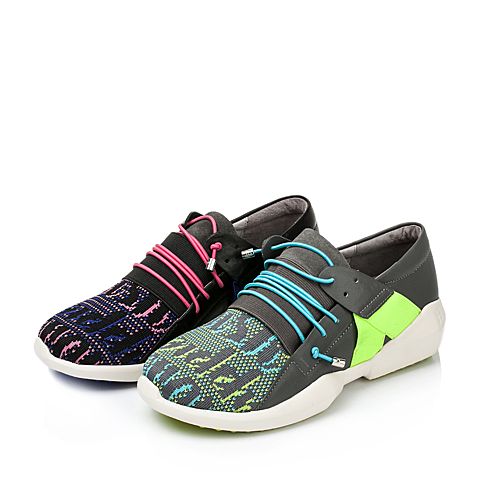 Hush Puppies/暇步士秋季专柜同款桃红/黑/墨绿织物/牛皮女休闲鞋HKP30CM6