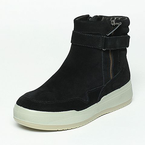 Hush Puppies/暇步士年冬季专柜同款黑色牛皮革女休闲鞋X1T04DZ6