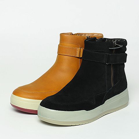 Hush Puppies/暇步士年冬季专柜同款黑色牛皮革女休闲鞋X1T04DZ6