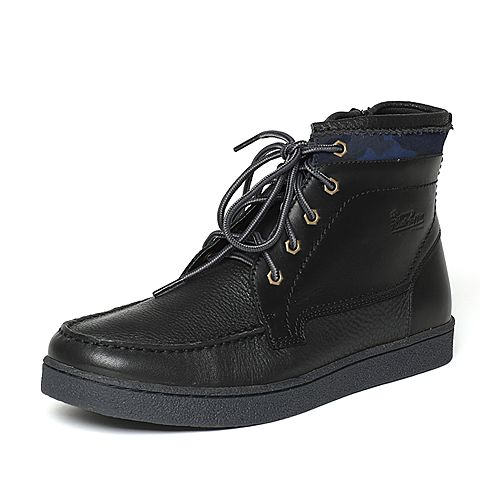 Hush Puppies/暇步士冬季黑色牛皮革男休闲靴H4W40DD6