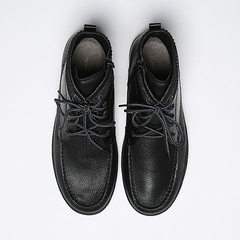 Hush Puppies/暇步士冬季黑色牛皮革男休闲靴H4W40DD6