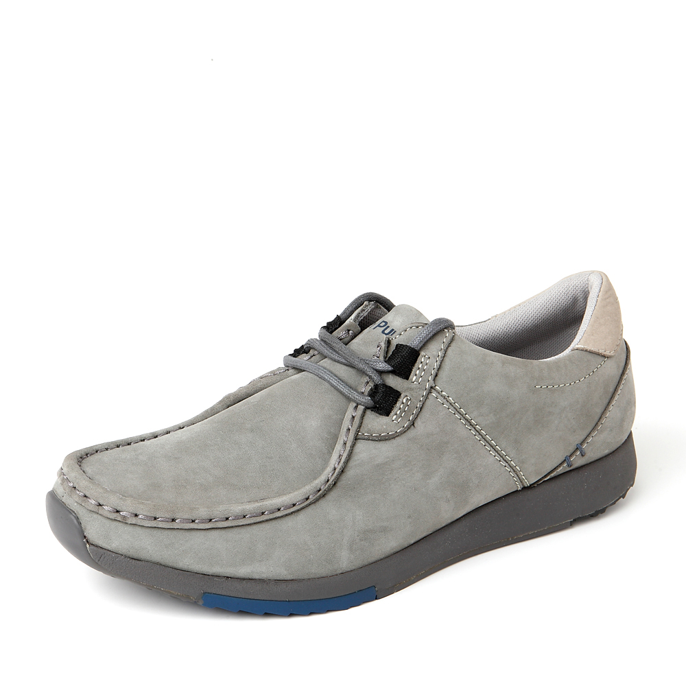 hush puppies/暇步士秋季专柜同款浅灰色牛皮磨砂系带男休闲鞋01544cm