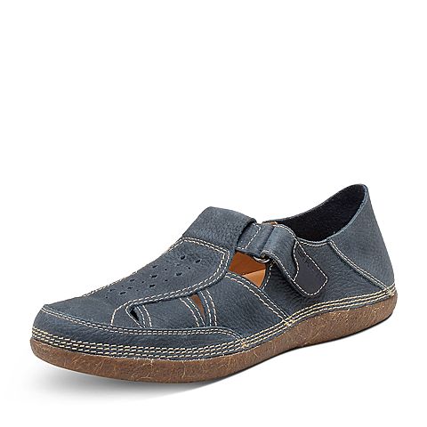 Hush Puppies/暇步士夏季专柜同款蓝色牛皮革镂空男鞋凉鞋W1E02BK7