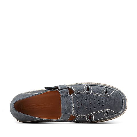 Hush Puppies/暇步士夏季专柜同款蓝色牛皮革镂空男鞋凉鞋W1E02BK7
