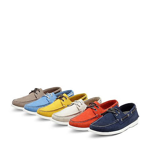 Hush Puppies/暇步士春季牛皮革磨砂舒适帆船型男休闲鞋K2D01AM7