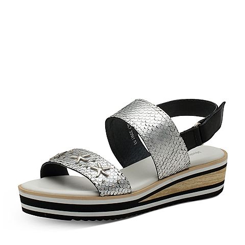 Hush Puppies/暇步士夏季专柜同款时尚海星铆钉坡跟女凉鞋Z1G02BL7