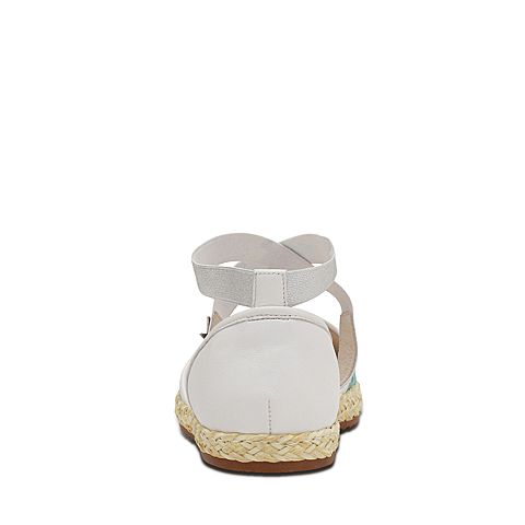 Hush Puppies/暇步士夏季专柜同款绿/白色牛皮/羊皮条带平跟女中空凉鞋玛丽珍鞋HHA15BK7