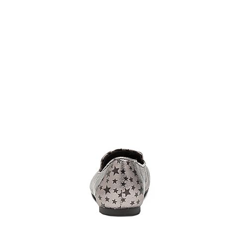 Hush Puppies/暇步士秋季新款专柜同款银色羊皮印花流苏平跟女单鞋Y1A04CM7