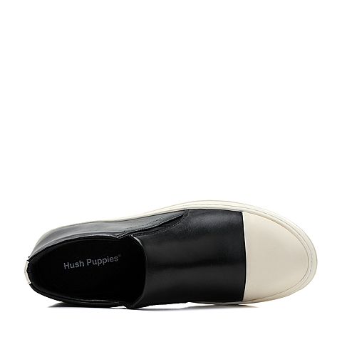 Hush Puppies/暇步士专柜同款黑色牛皮简约舒适运动风男休闲鞋C1A01AM7