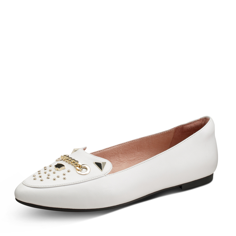 hushpuppies暇步士秋季专柜同款白色羊皮浅口平底女休闲鞋hkf14cq7