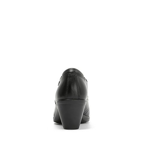 Hush Puppies/暇步士2018秋季新款专柜同款黑色牛皮革女皮鞋单鞋X1N06CM8