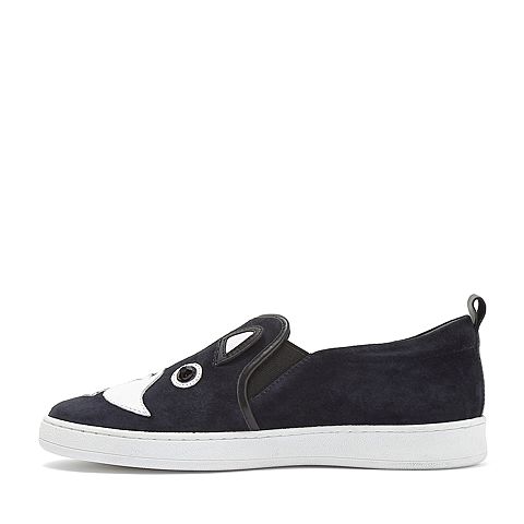 hushpuppies暇步士2018秋季新款深蓝色羊皮革女休闲鞋狗狗鞋单鞋n1n03