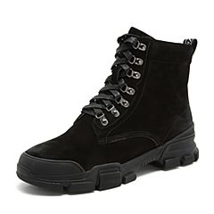 Hush Puppies/暇步士2018冬新款专柜同款牛皮革女马丁靴N1P02DD8