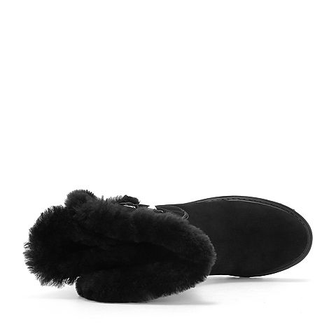 Hush Puppies/暇步士2018冬新款专柜同款牛皮革女中筒靴N1U01DZ8