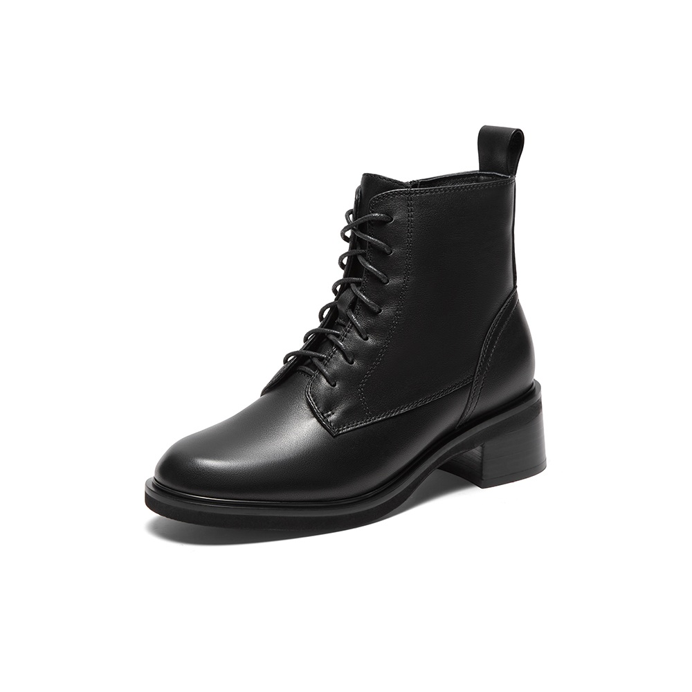 暇步士商场同款2023冬新款率性经典马丁靴牛皮革女短靴Q1H02DD3