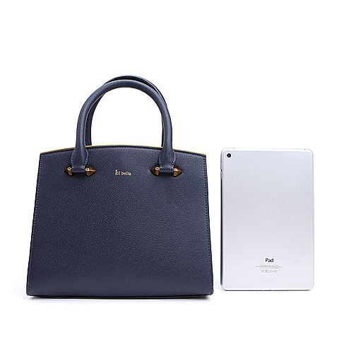 BELLE//百丽箱包蓝色人造革时尚手提包X4100CN8