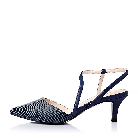 Joy&Peace/真美诗春季专柜同款深兰时尚条纹细跟女凉鞋ZG116AH6