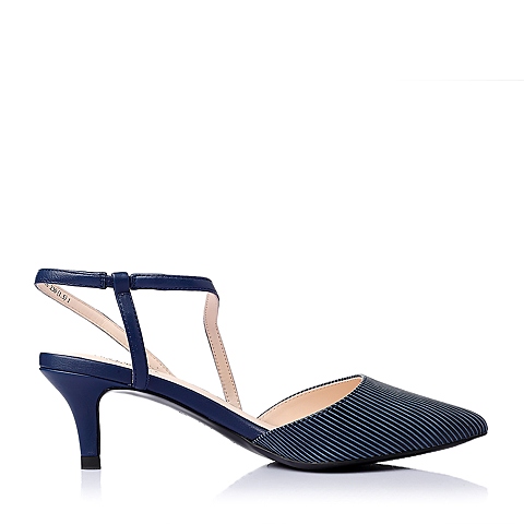 Joy&Peace/真美诗春季专柜同款深兰时尚条纹细跟女凉鞋ZG116AH6