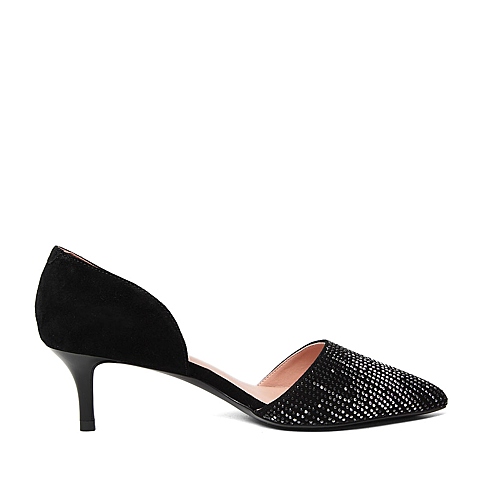 Joy&Peace/真美诗春季专柜同款黑色羊皮女凉鞋ZH424AK6