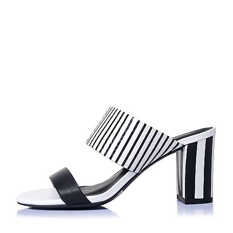 Joy&Peace/真美诗夏季专柜同款黑白色牛皮女鞋ZVD31BT6