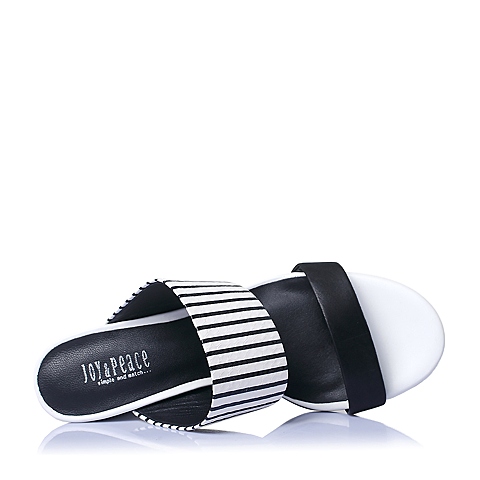 Joy&Peace/真美诗夏季专柜同款黑白色牛皮女鞋ZVD31BT6