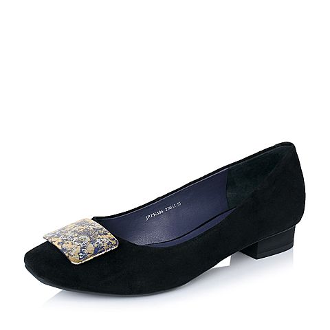 Joy&Peace/真美诗秋季专柜同款黑色羊皮女单鞋ZK306CQ6