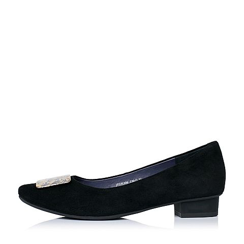 Joy&Peace/真美诗秋季专柜同款黑色羊皮女单鞋ZK306CQ6