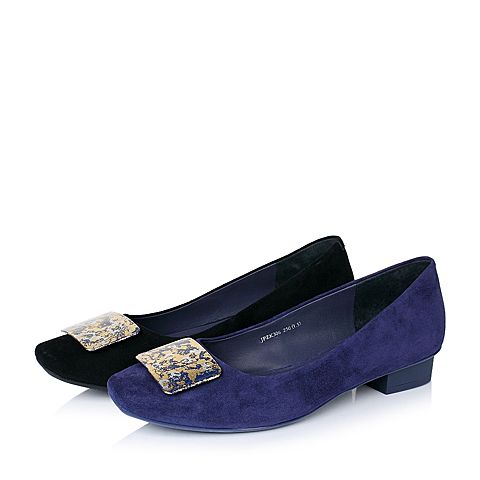 Joy&Peace/真美诗秋季专柜同款黑色羊皮女单鞋ZK306CQ6