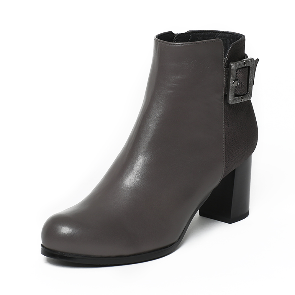 Joy&Peace/真美诗冬季专柜同款灰色牛皮女皮靴ZV922DD6